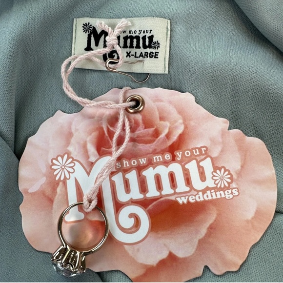 Show Me Your MuMu Kendall Maxi Dress Size XL Silver Sage Crisp Chiffon - Picture 5 of 5